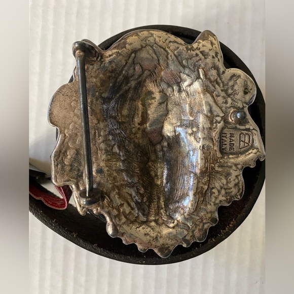 VINTAGE Silver Metal Lion's Head Belt Buckle with Belt Size 34 - Picture 5 of 16